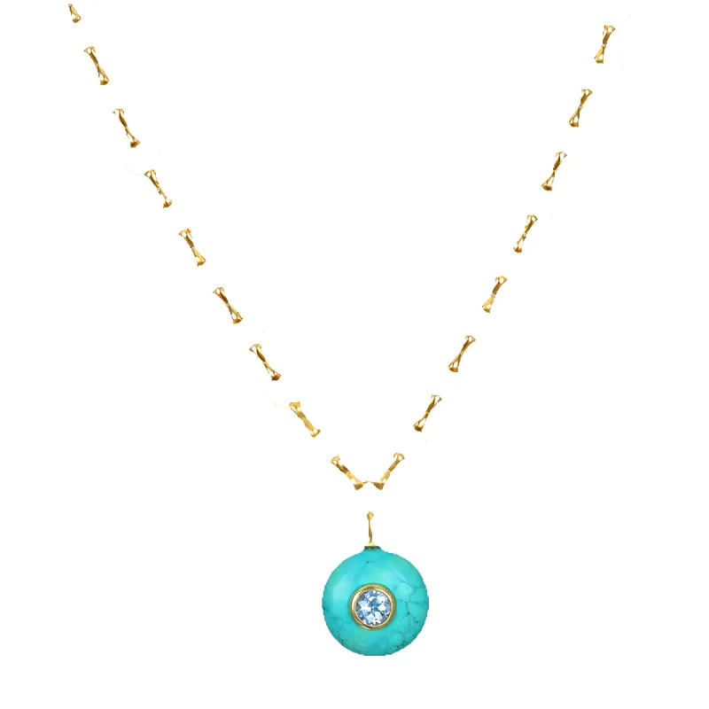 New! Green Turquoise & Blue Topaz Petite Loop Necklace sold by Amelia Rose Design