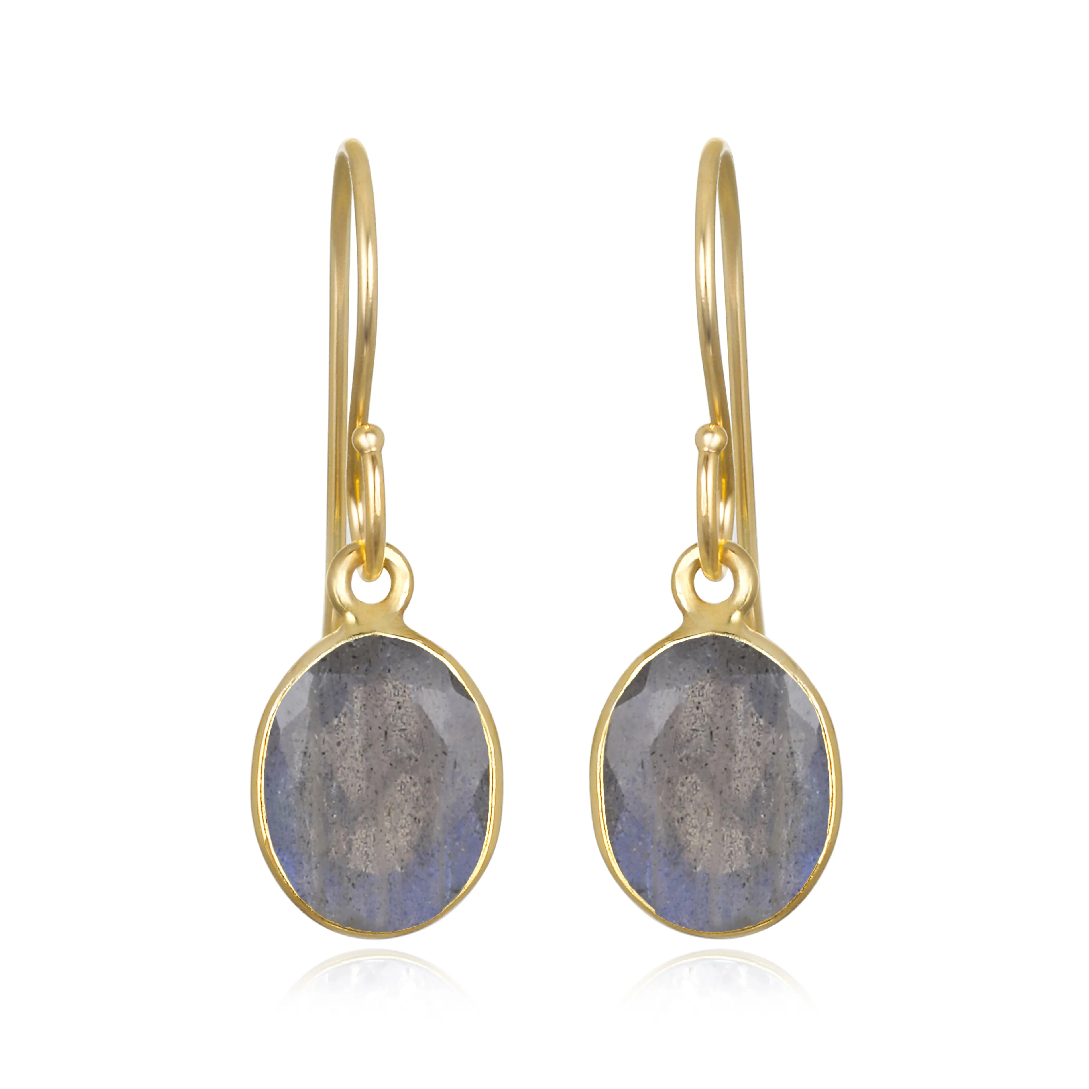 Bezeled Oval Gemdrop Earrings - Labradorite sold by Amelia Rose Design