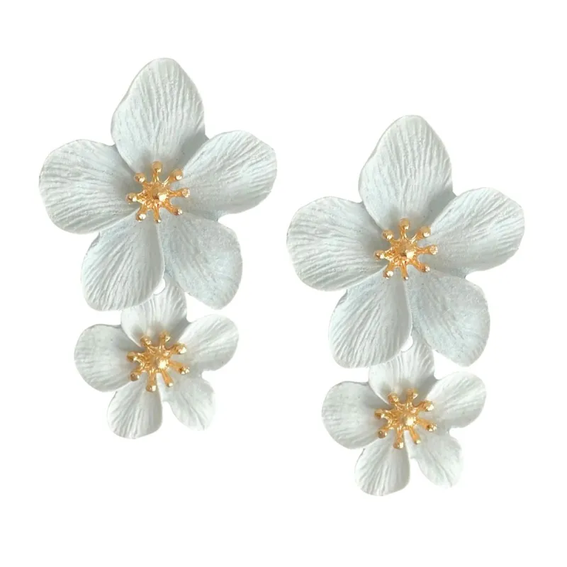 New! Grand Flower Post Dangles-White sold by Amelia Rose Design