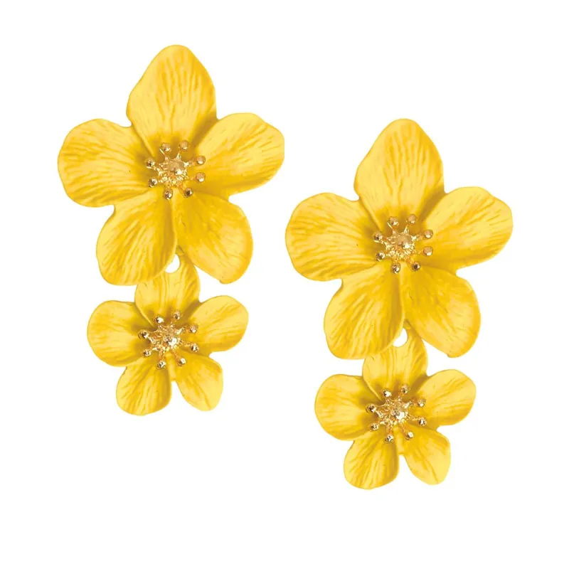 New! Grand Flower Post Dangles-Yellow sold by Amelia Rose Design