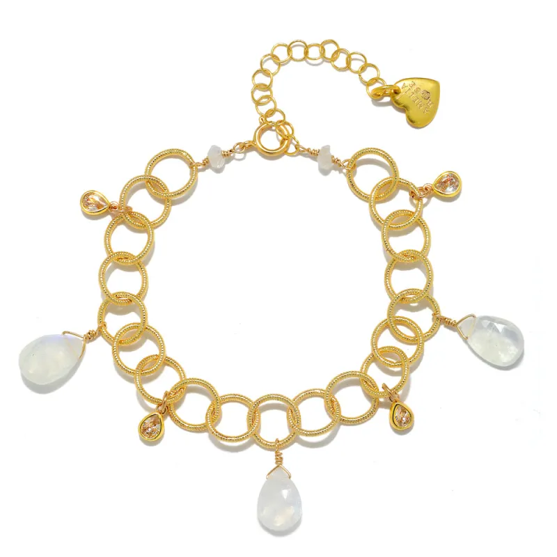 CZ Dangle Bracelet - Rainbow Moonstone sold by Amelia Rose Design