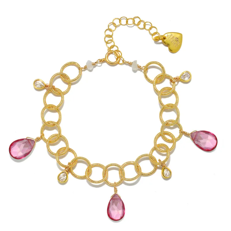 CZ Dangle Bracelet - Pink Topaz sold by Amelia Rose Design