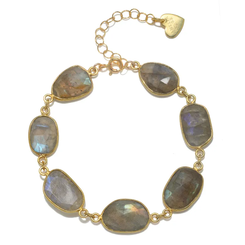 Gemstone Bezel Bracelet - Labradorite sold by Amelia Rose Design