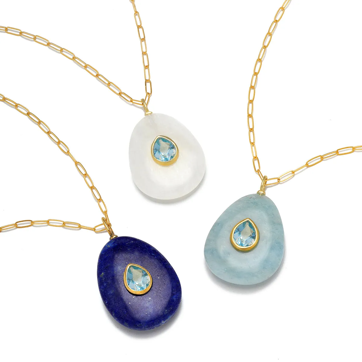 New! Rainbow Moonstone & Blue Topaz Pear Pendant-Sterling Silver sold by Amelia Rose Design product image thumbnail 2