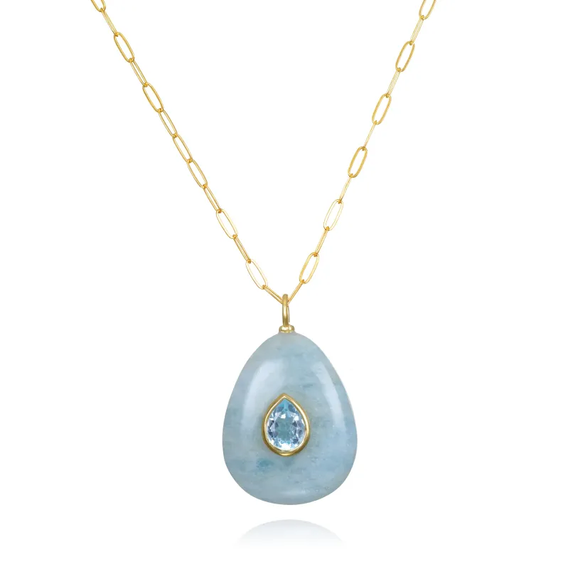 New!  Aquamarine & Blue Topaz Pear Pendant-Multiple Lengths sold by Amelia Rose Design