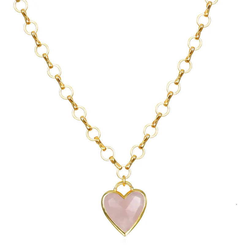 New!  Petite Loop Heart Necklace-Rose Quartz sold by Amelia Rose Design