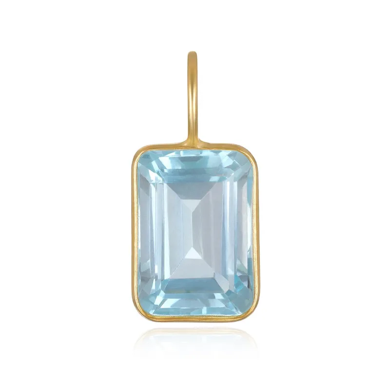 Emerald Cut Gemstone Charm - Sky Blue Topaz sold by Amelia Rose Design