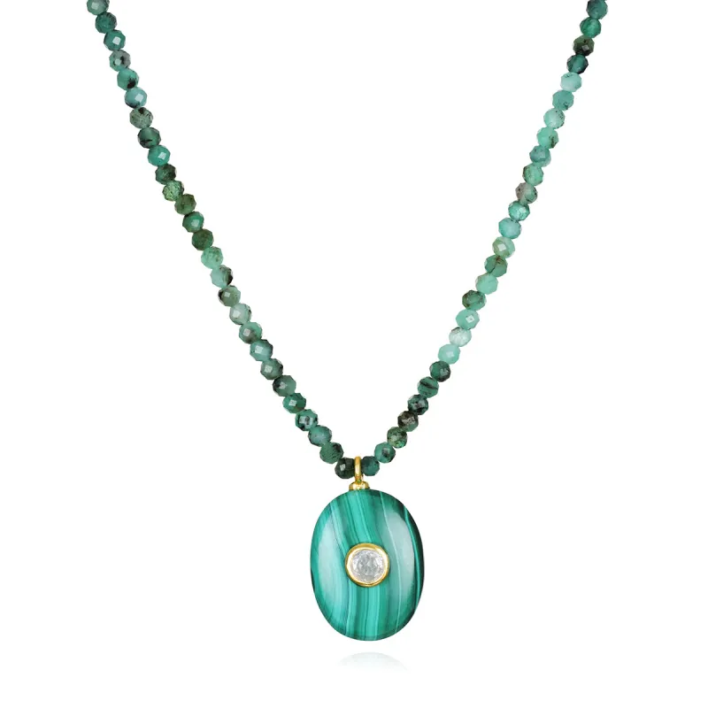 New!  Triple Gemstone Beaded Chokers-Malachite & Emerald sold by Amelia Rose Design