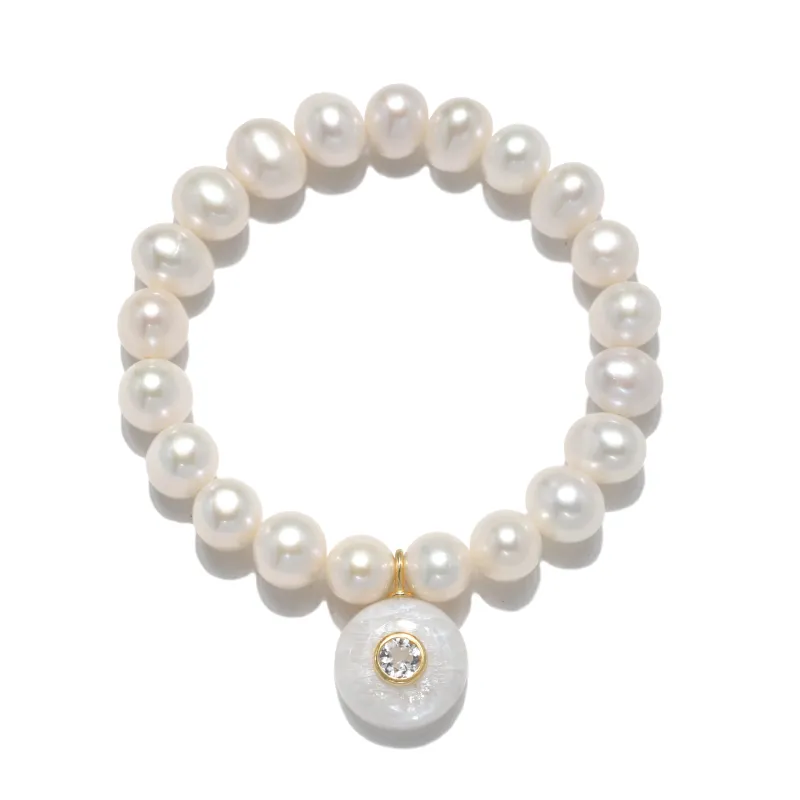 New! Freshwater Pearl, Moonstone & Topaz Bracelet sold by Amelia Rose Design