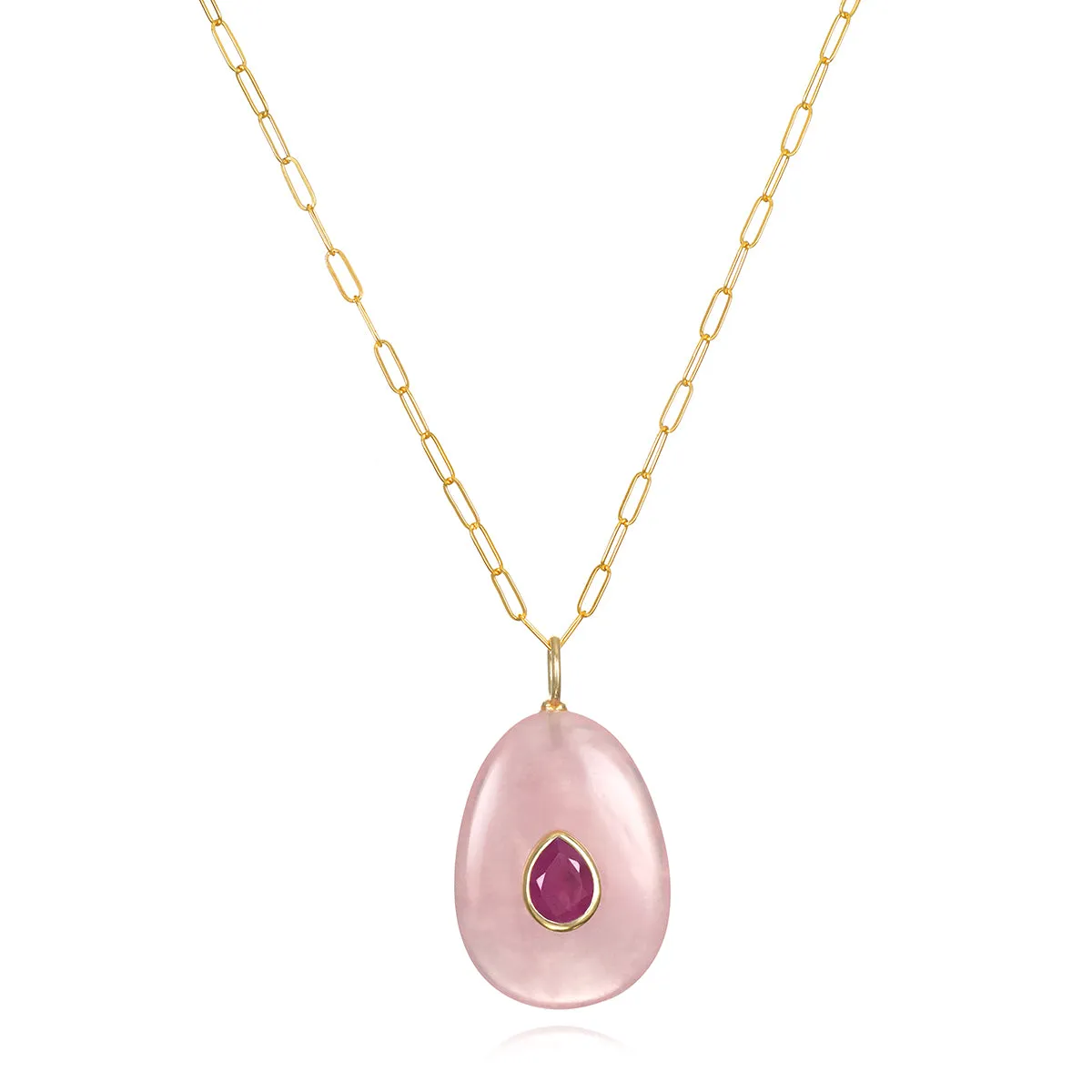 New! Rose Quartz & Pink Sapphire Pear Pendant-Multiple Lengths sold by Amelia Rose Design product image thumbnail 5