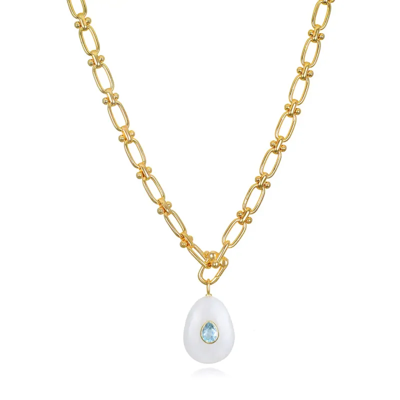 New!  Statement Oval Gemstone Necklace-Rainbow Moonstone sold by Amelia Rose Design