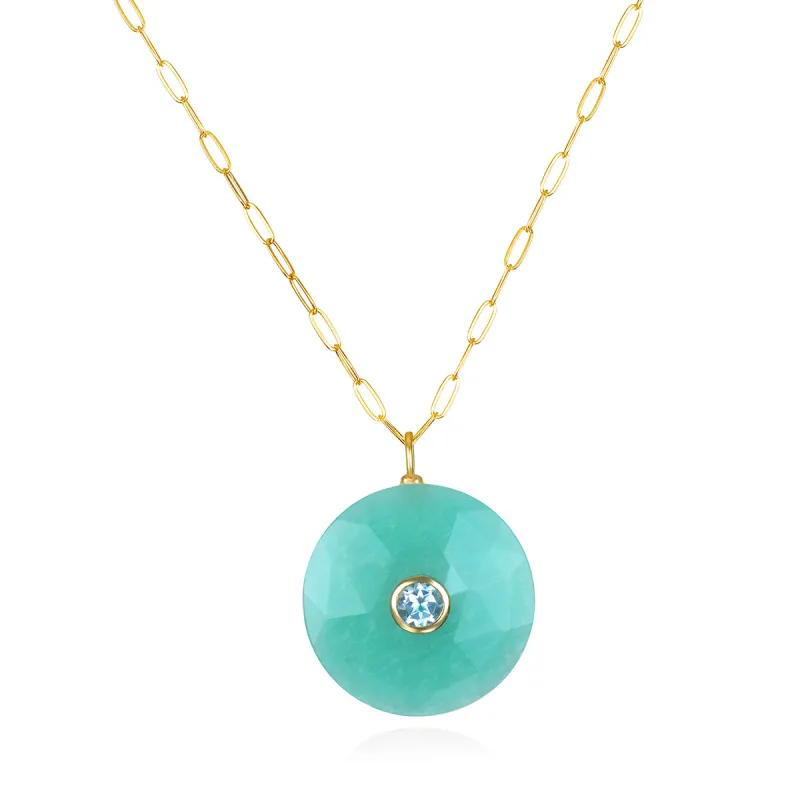New!  Amazonite & Topaz Statement Coin Paperclip Necklace sold by Amelia Rose Design
