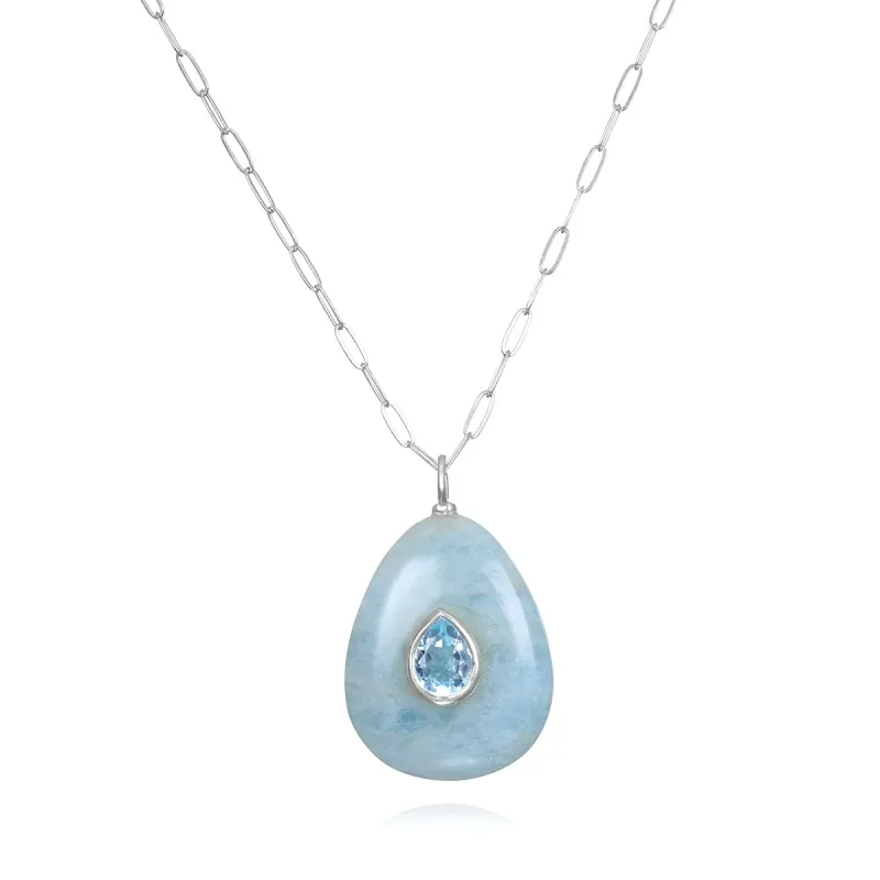 New!  Aquamarine & Blue Topaz Pear Pendant-Sterling Silver sold by Amelia Rose Design