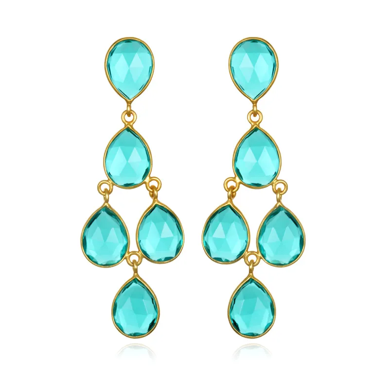 Chandelier Earrings - Teal Gold sold by Amelia Rose Design