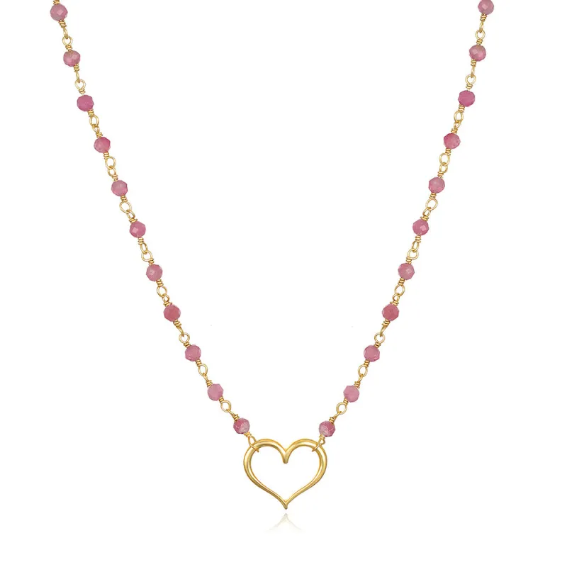 Gemstone Heart Necklace-Pink Tourmaline sold by Amelia Rose Design