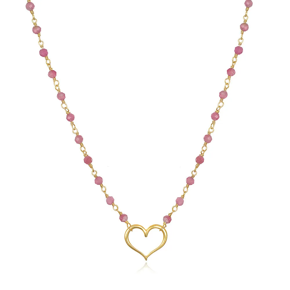 Gemstone Heart Necklace-Pink Tourmaline sold by Amelia Rose Design