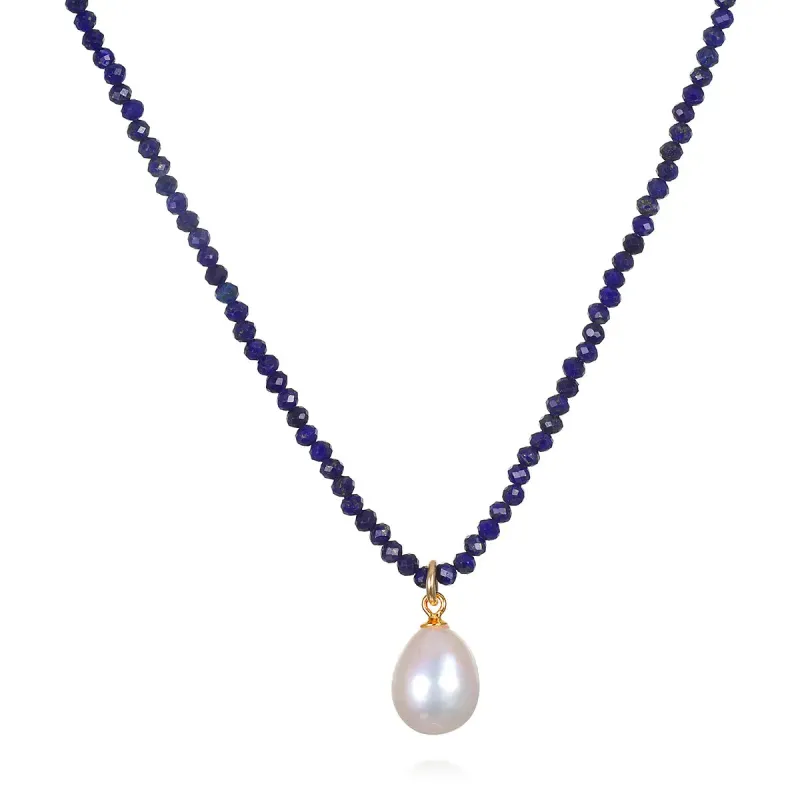 New!  Pearl Choker-Lapis sold by Amelia Rose Design
