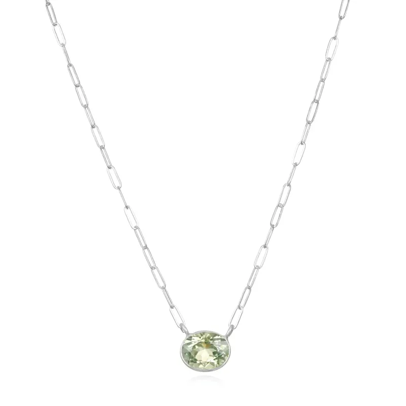 New! Gem Drop Bezel Paperclip Necklace-Green Amethyst sold by Amelia Rose Design