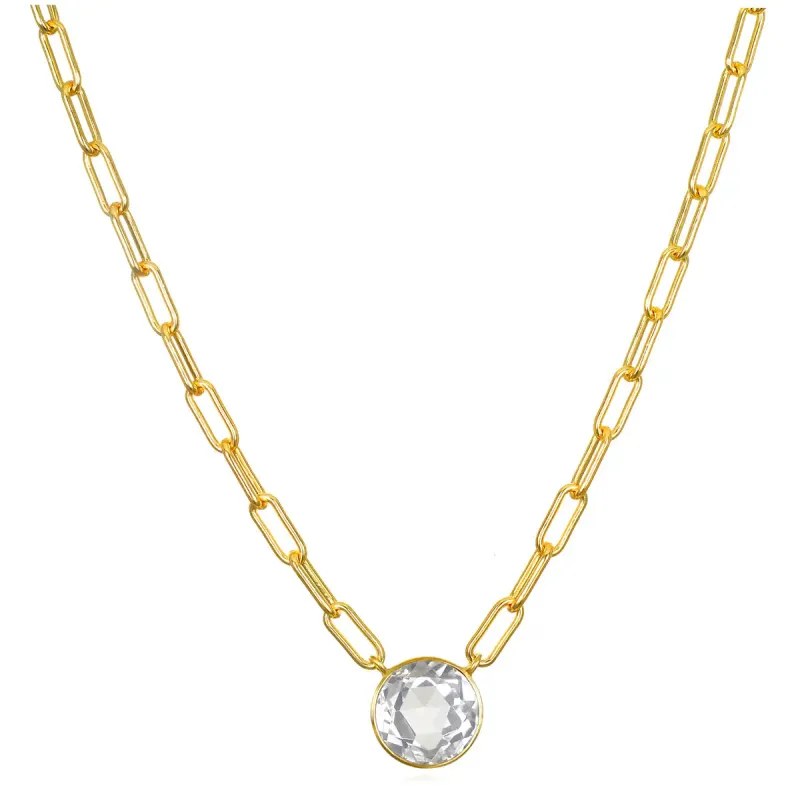 New! Grand Gemstone Paperclip Necklace-White Topaz sold by Amelia Rose Design