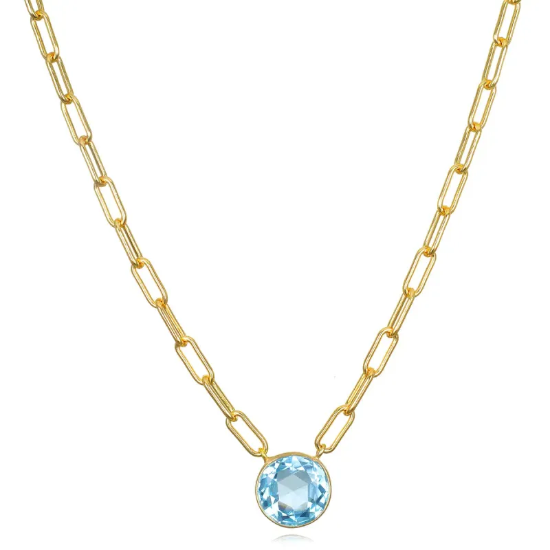 New! Grand Gemstone Paperclip Necklace-Sky Blue Topaz sold by Amelia Rose Design