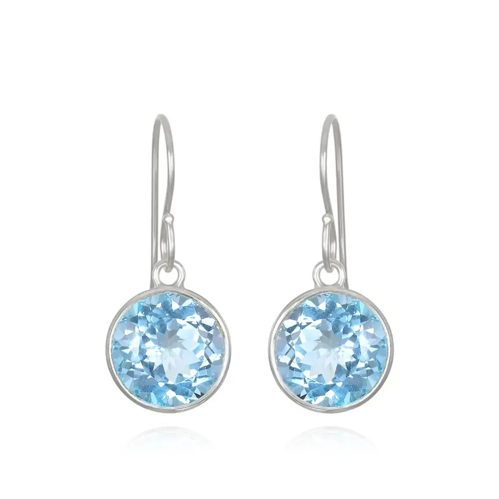 New! Bezeled Round Gem Drop Dangle-Blue Topaz sold by Amelia Rose Design product image thumbnail 3