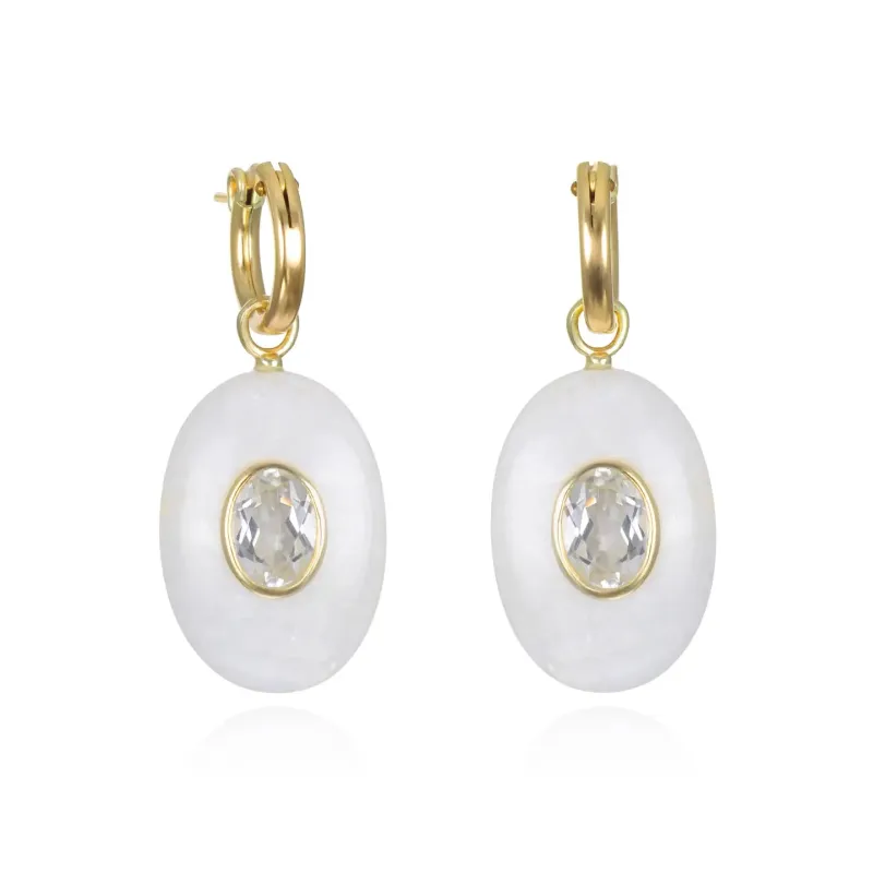 New! Rainbow Moonstone & Topaz Oval Huggies sold by Amelia Rose Design