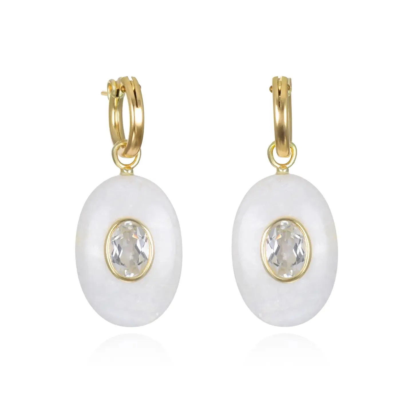 New! Rainbow Moonstone & Topaz Oval Huggies sold by Amelia Rose Design