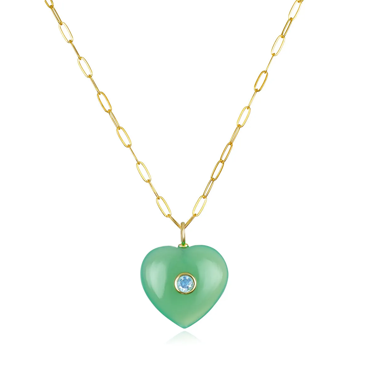 New! Chalcedony & Topaz Heart Paperclip Necklace sold by Amelia Rose Design