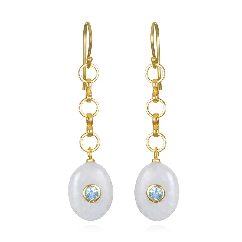 New! Double Gemstone Oval Dangles-Rainbow Moonstone sold by Amelia Rose Design