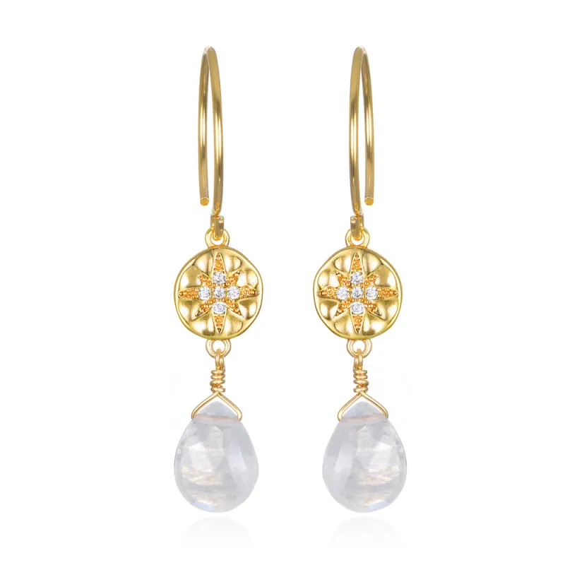 Starburst Rainbow Moonstone Earrings sold by Amelia Rose Design