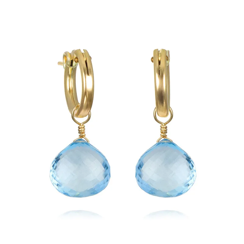 New! Briolette Huggies-Blue Topaz sold by Amelia Rose Design