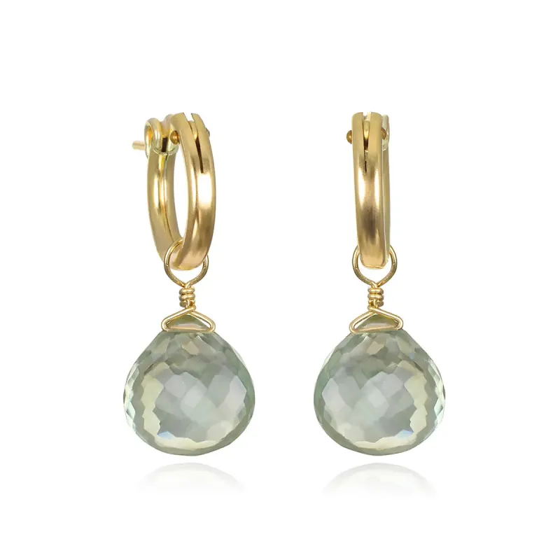 New! Briolette Huggies-Green Amethyst sold by Amelia Rose Design