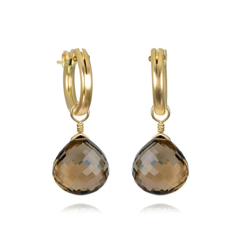 New! Briolette Huggies-Smoky Quartz sold by Amelia Rose Design