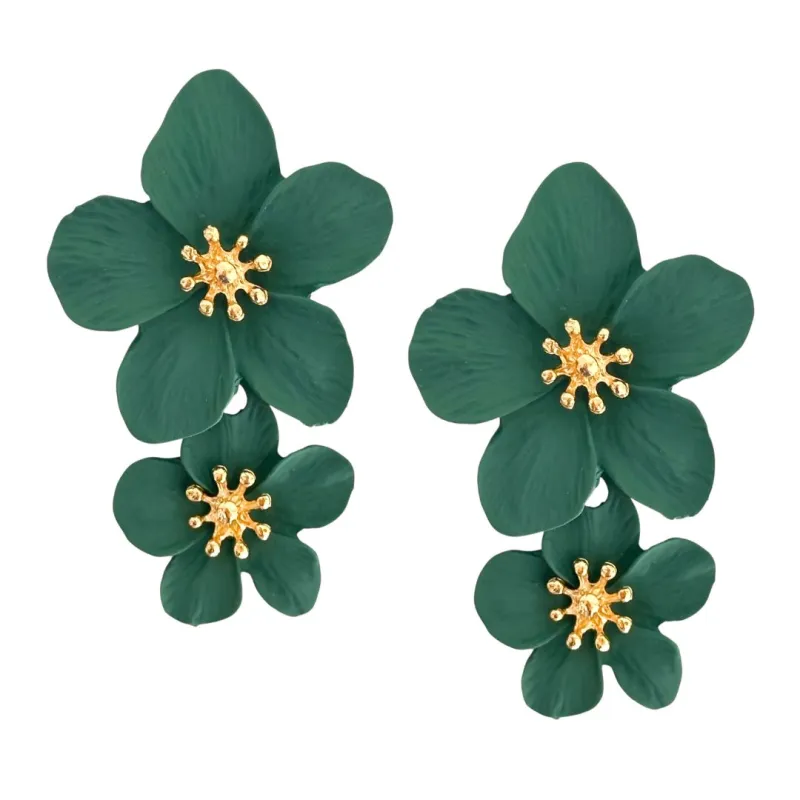 Grand Flower Post Dangles-Evergreen sold by Amelia Rose Design