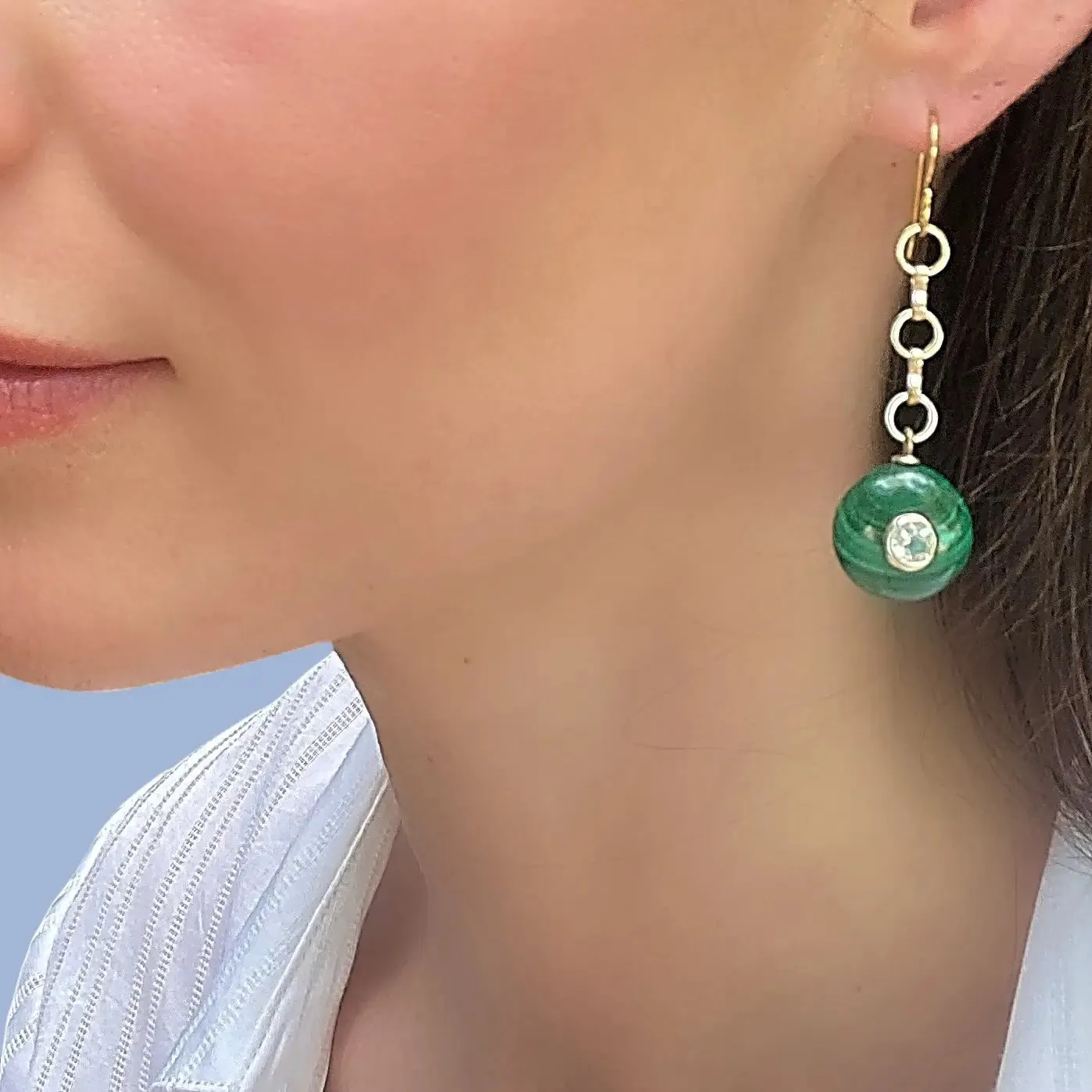 New! Double Gemstone Dangles-Malachite & Topaz sold by Amelia Rose Design product image thumbnail 2