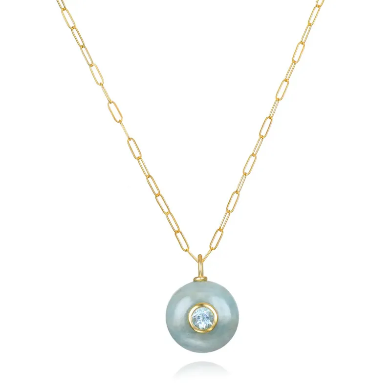 New!  Aquamarine & Topaz Petite Coin Necklace sold by Amelia Rose Design