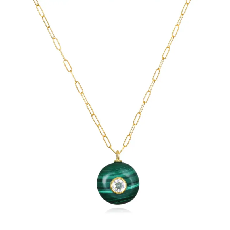 New!  Malachite & Topaz Petite Coin Necklace sold by Amelia Rose Design
