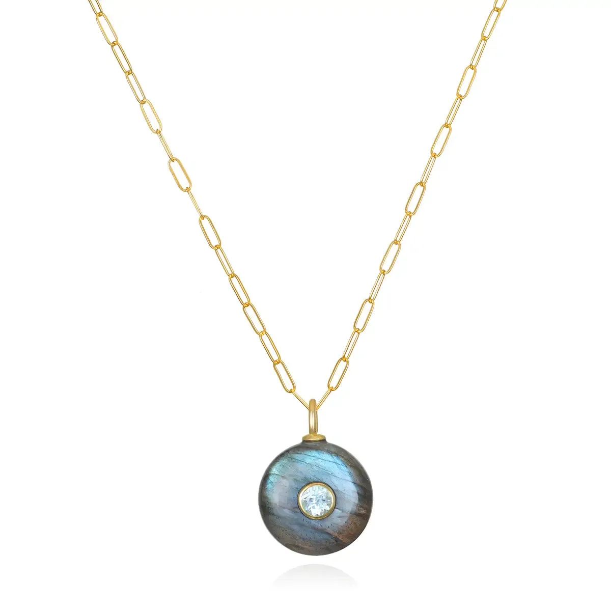 New! Labradorite & Topaz Petite Coin Necklace sold by Amelia Rose Design