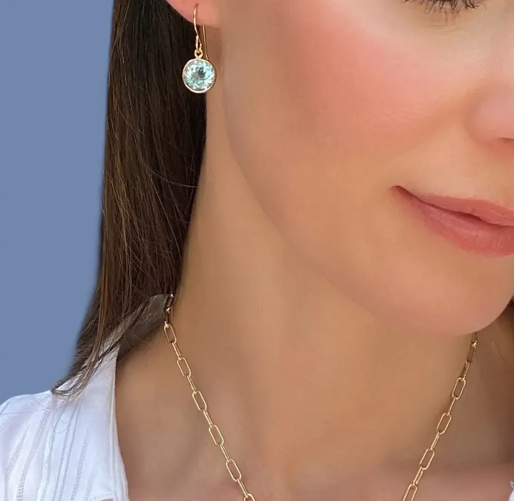 Bezel Round Gemdrop Dangles - White Topaz - Gold sold by Amelia Rose Design product image thumbnail 2