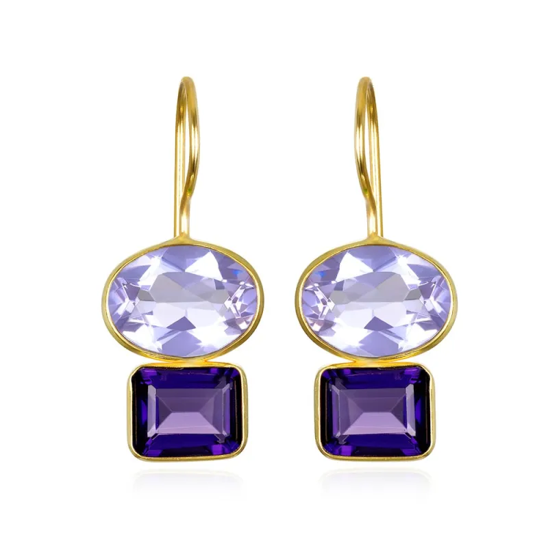 Double Valencia Earring - Lilac & Violet sold by Amelia Rose Design