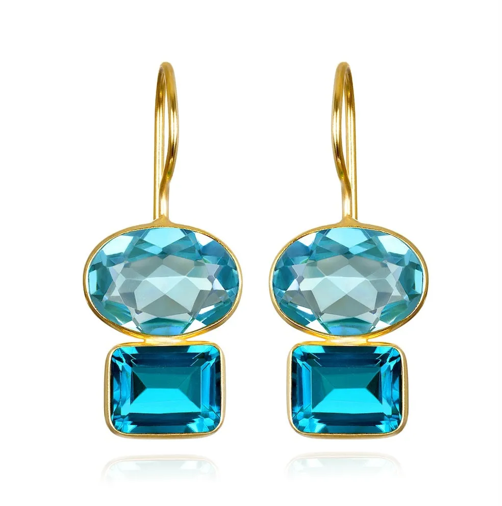 Double Valencia Earring - Sky Blue & Teal sold by Amelia Rose Design