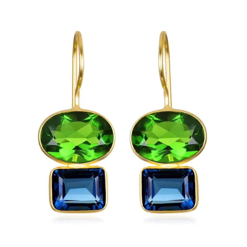 Double Valencia Earring - Lime & Sapphire Blue sold by Amelia Rose Design