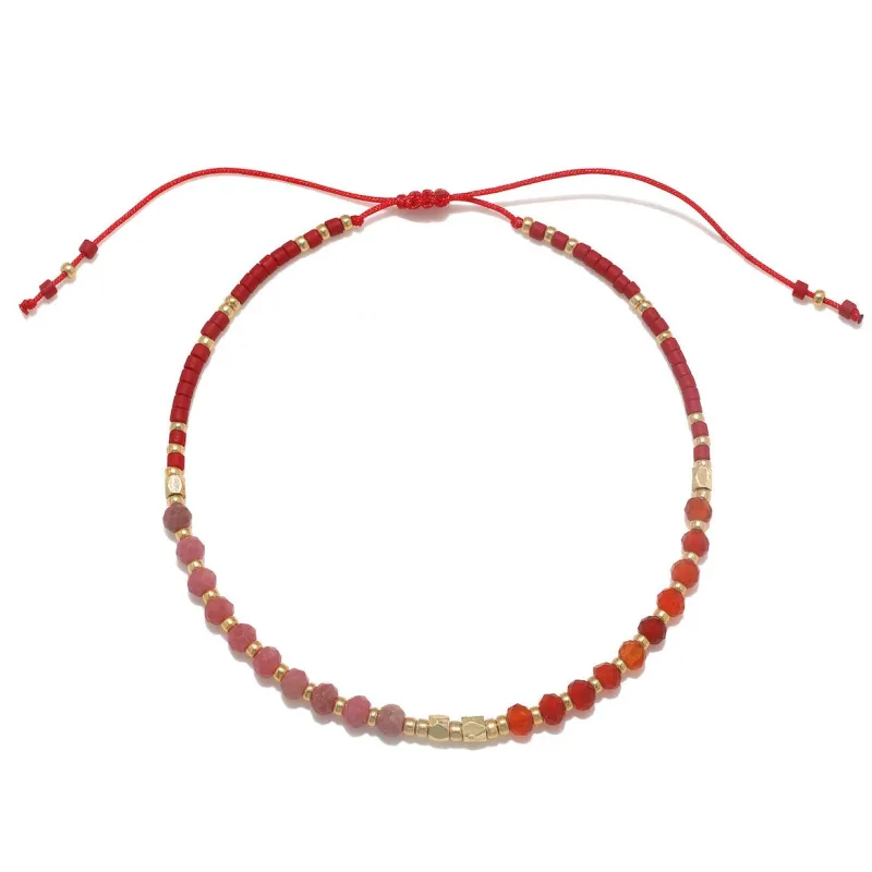 Miyuki Beaded Pull Tie Bracelet - Red made by Amelia Rose Design