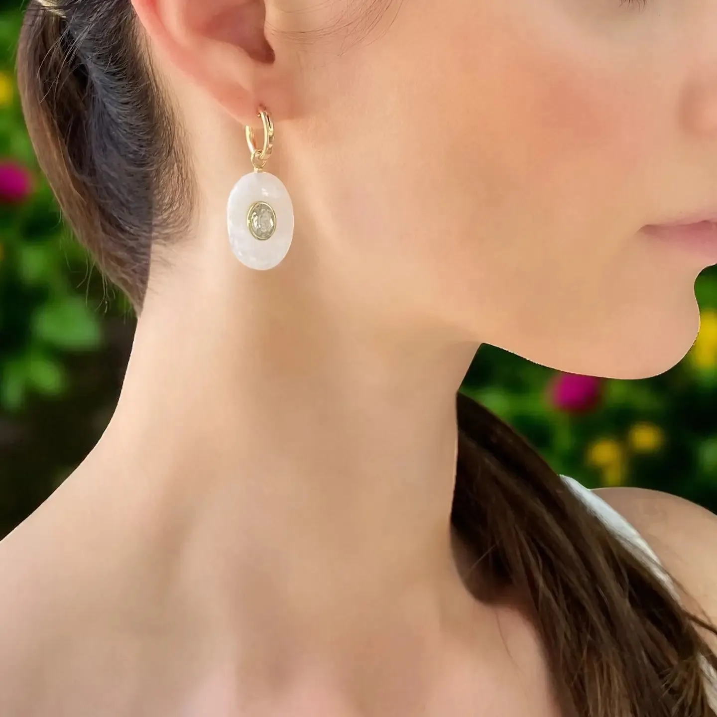 New! Amazonite & Topaz Oval Huggies sold by Amelia Rose Design product image thumbnail 2