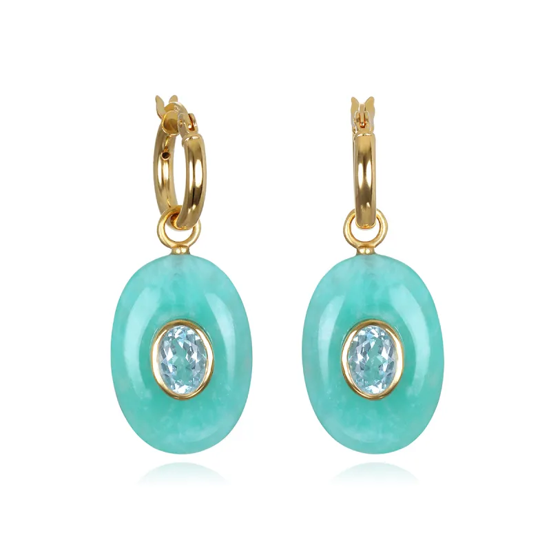 New! Amazonite & Topaz Oval Huggies sold by Amelia Rose Design