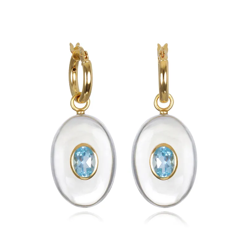 New! Quartz & Topaz Oval Huggies sold by Amelia Rose Design