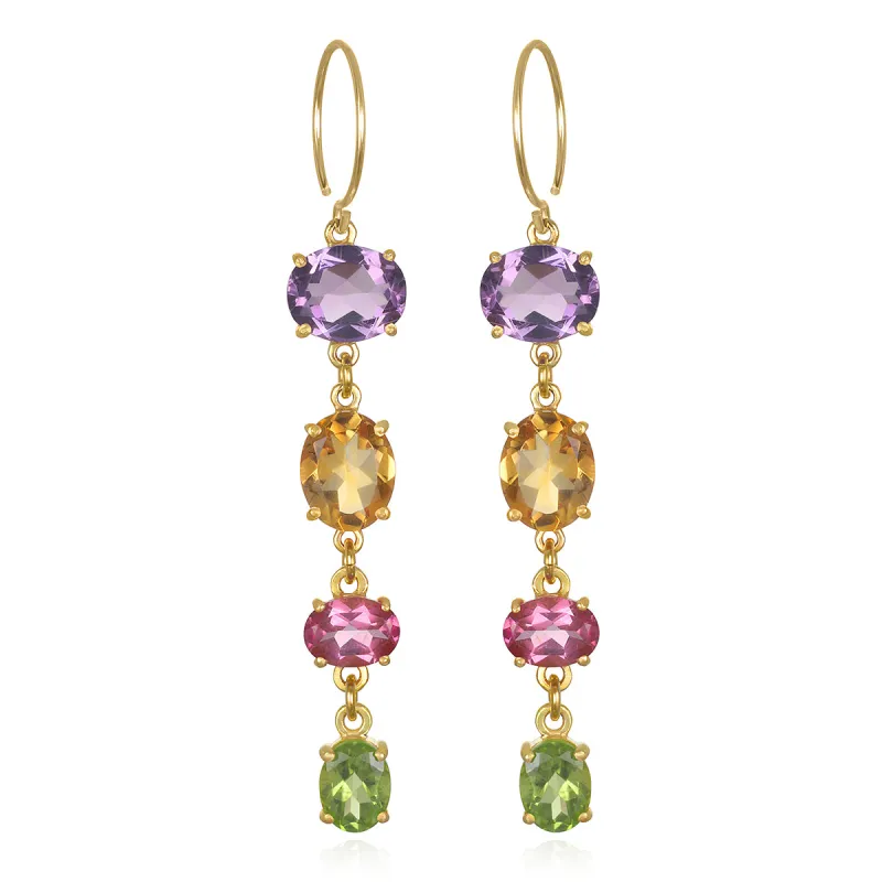 Statement Rainbow Gem Drop Earring sold by Amelia Rose Design