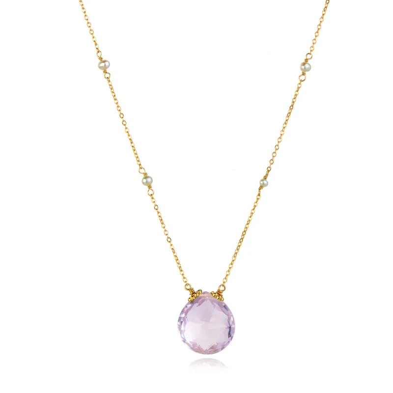 Catherine Necklace-Pink Amethyst sold by Amelia Rose Design