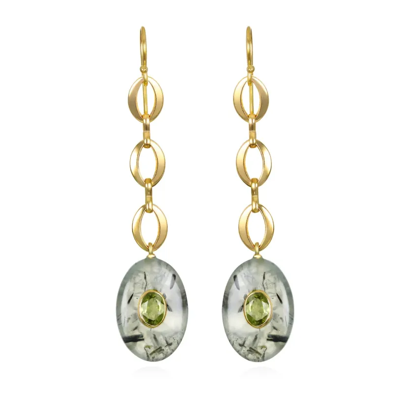 New!  Double Oval Gemstone Dangles-Prehnite & Peridot sold by Amelia Rose Design
