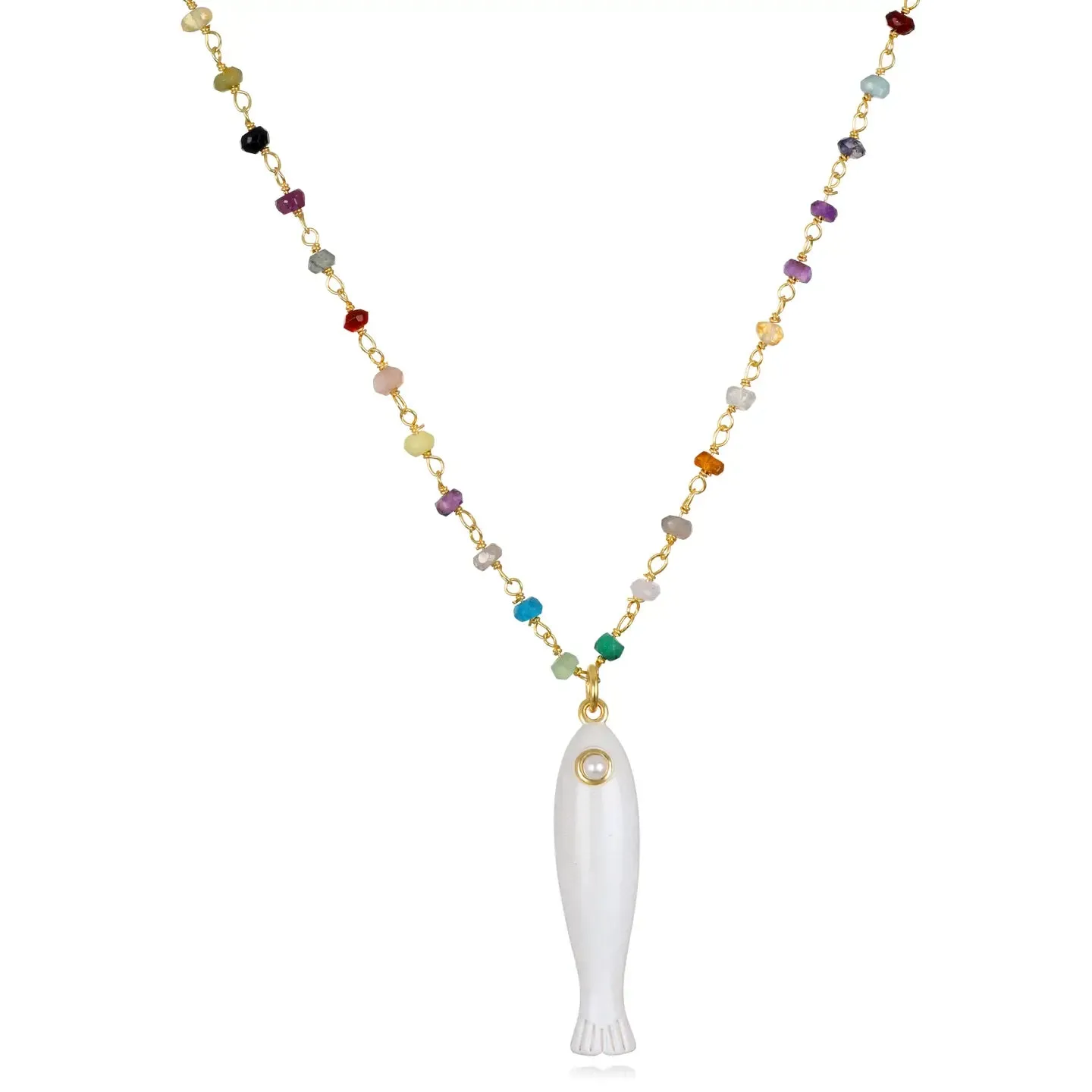 New! Rainbow Fish Necklace-White sold by Amelia Rose Design